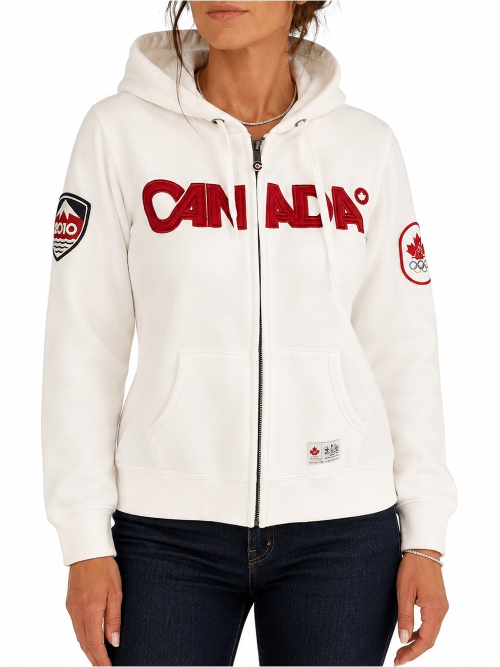 HBC CANADA OLYMPIC Hoodie Women’s Zip Jacket 2010 Rare Collectible White Red XL